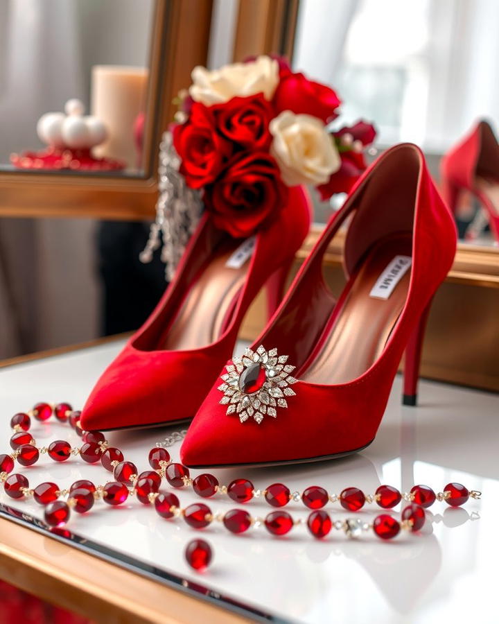 Ruby Red Bridal Accessories - 30 Red Wedding Theme Ideas