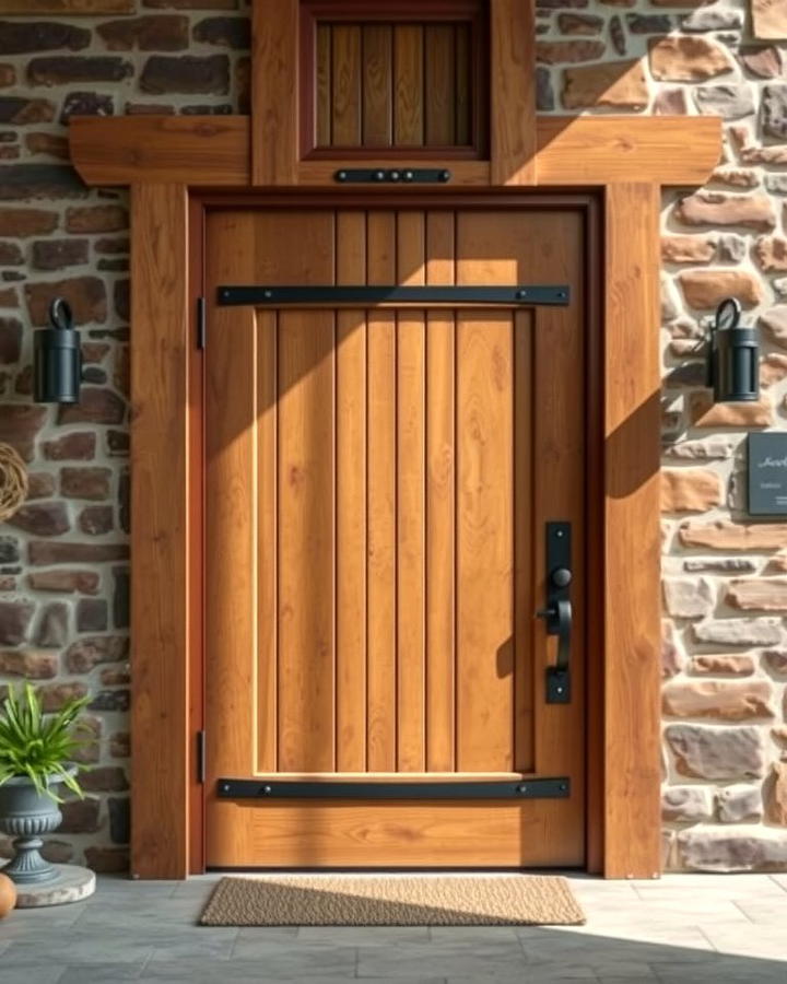 Rustic Barnwood Charm - 25 Stained Front Door Ideas