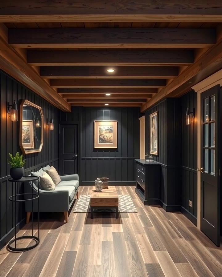 Rustic Black Basement - 30 black basement ideas