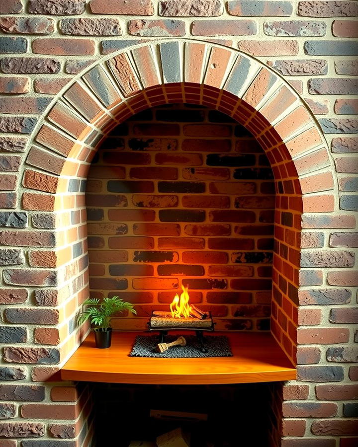 Rustic Brick Fireplace with Arched Opening - 25 Rustic Living Room With a Brick Fireplace Ideas