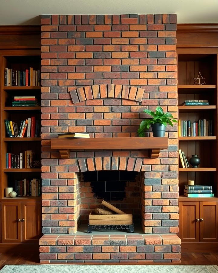 Rustic Brick Fireplace with Built In Bookshelves - 25 Rustic Living Room With a Brick Fireplace Ideas