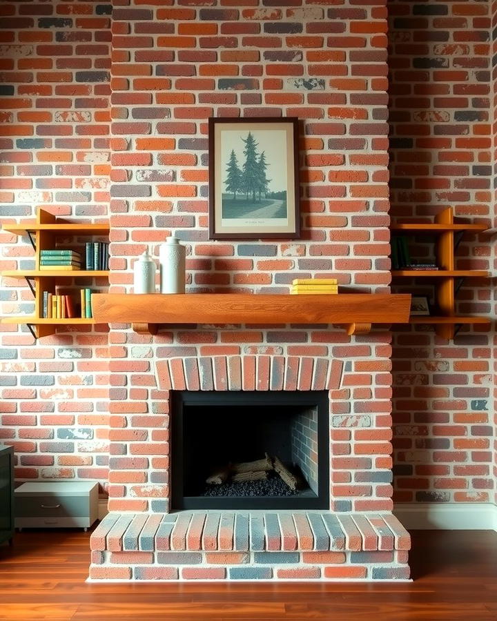 Rustic Brick Fireplace with Built In Shelves 2 - 25 Rustic Brick Fireplace Ideas