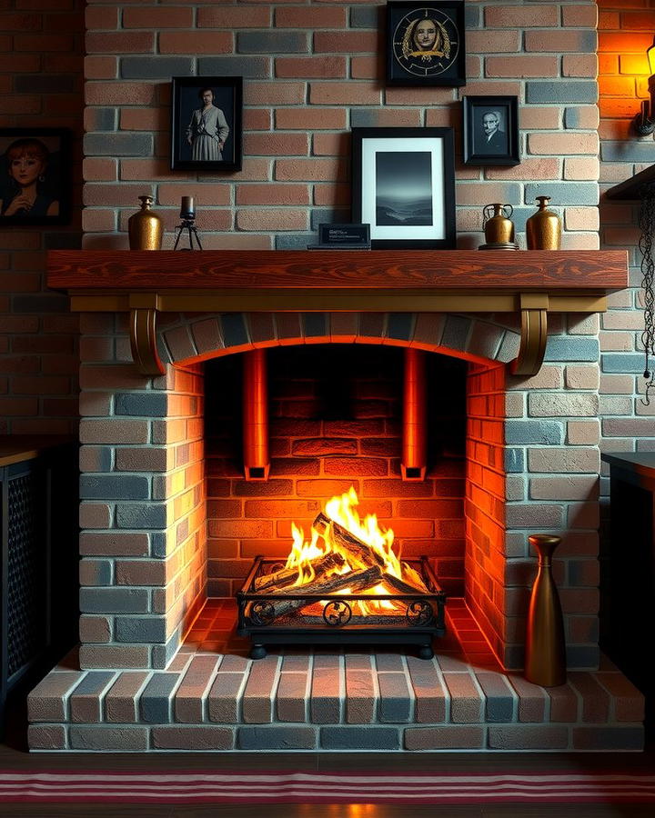 Rustic Brick Fireplace with Copper Accents - 25 Rustic Living Room With a Brick Fireplace Ideas