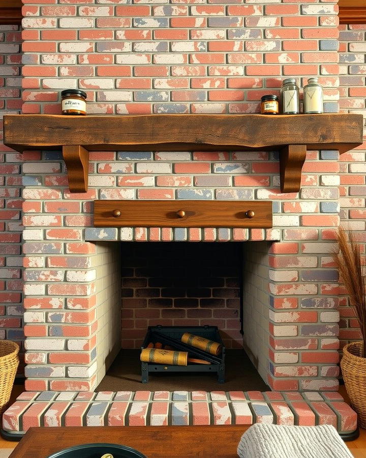 Rustic Brick Fireplace with Reclaimed Wood Surround - 25 Rustic Living Room With a Brick Fireplace Ideas