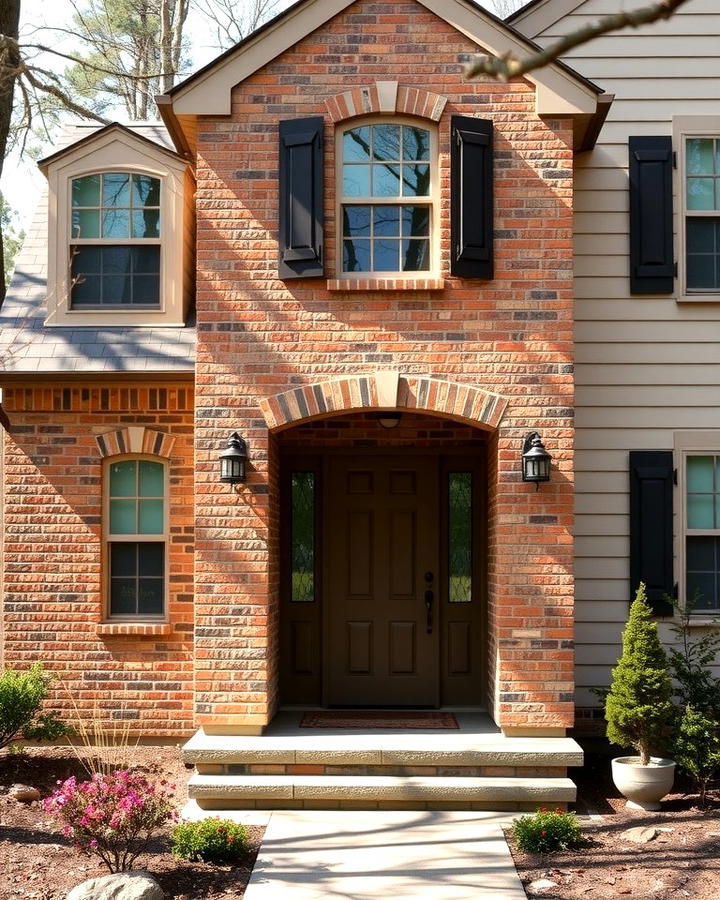 Rustic Brown Brick with Beige Vinyl Siding - 25 Vinyl Siding and Brick Combinations