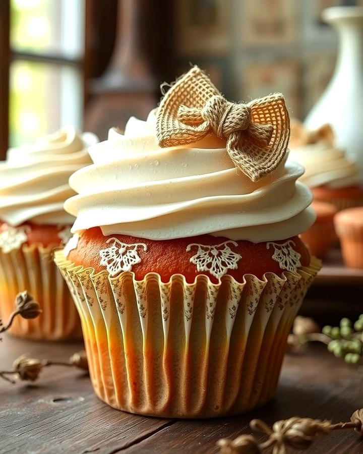 Rustic Burlap and Lace Cupcakes - 30 Wedding Cupcake Ideas