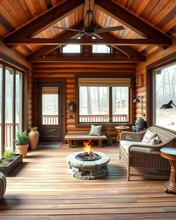 Rustic Cabin Style Sunroom and Deck - 25 Sunroom and Deck Combo Ideas