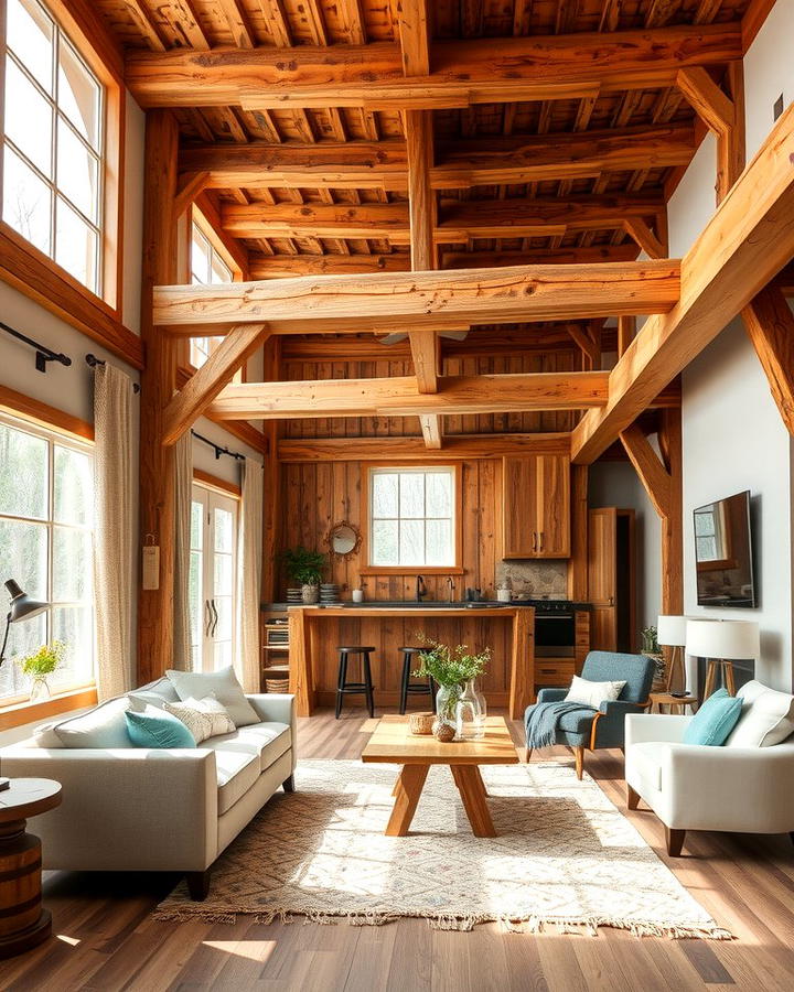 Rustic Charm with Exposed Plywood Beams - 25 Plywood Ceiling Ideas