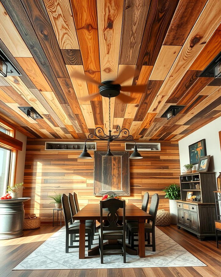 Rustic Charm with Reclaimed Plywood Panels - 25 Plywood Ceiling Ideas