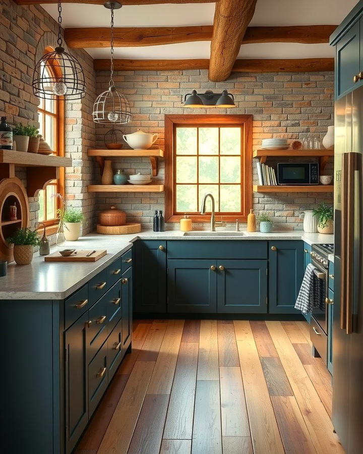 Rustic Charm with Slate Blue Countertops - 30 kitchens with blue countertops