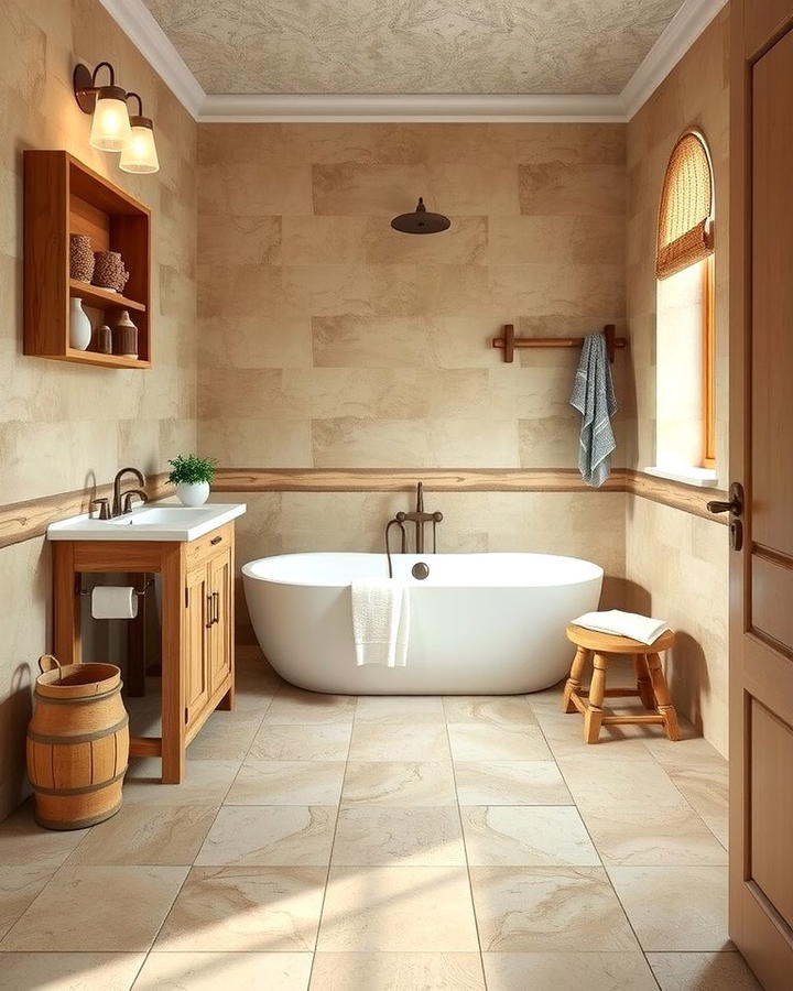 Rustic Charm with Tumbled Finish - 25 Travertine Tile Bathroom Ideas