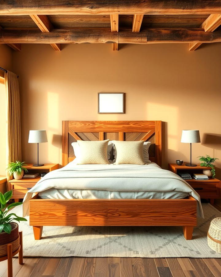 Rustic Charm with Wooden Accents - 25 Tan Bedroom Ideas