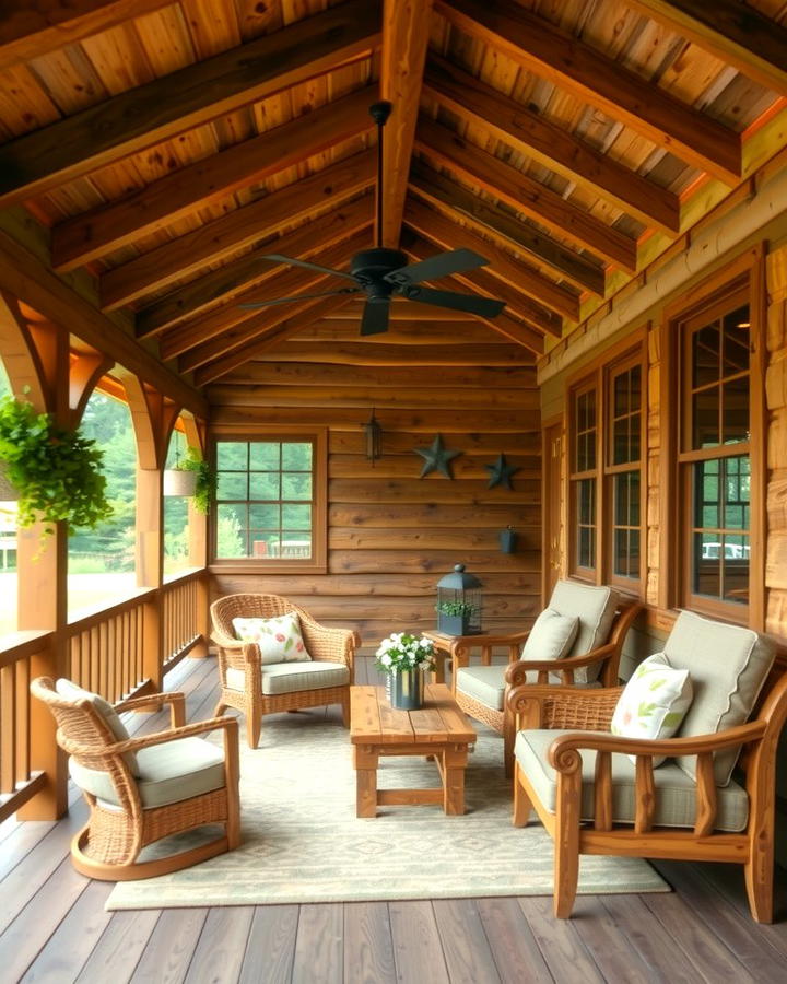 Rustic Charm with Wooden Accents - 25 Small Screened-in Porch Ideas