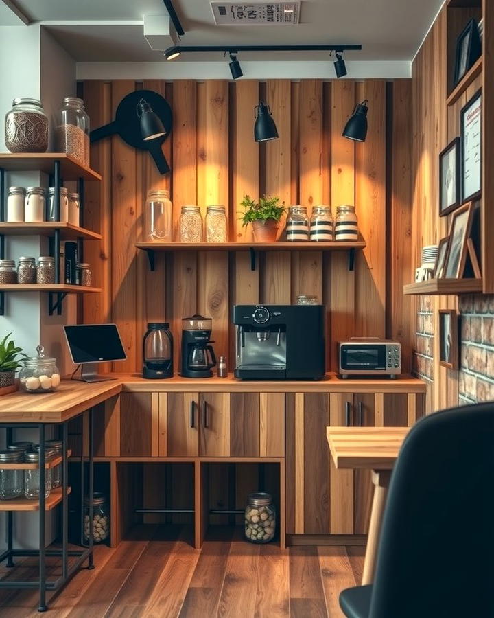 Rustic Coffee Corner - 25 Office Coffee Station Ideas