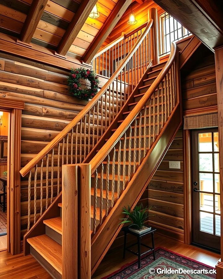 Rustic Curved Stairs with Natural Finishes - 30 Curved Staircase Ideas