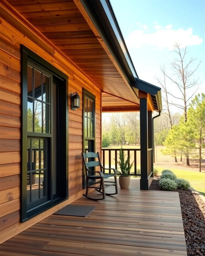 Rustic Farmhouse Porch with Black Framed Windows - 25 White Farmhouse With Black Windows Ideas