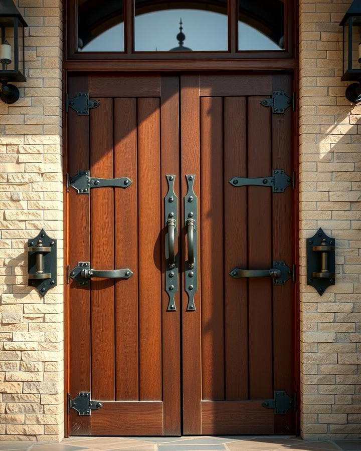 Rustic Front Door with Bold Hardware - 25 Rustic Front Door Ideas