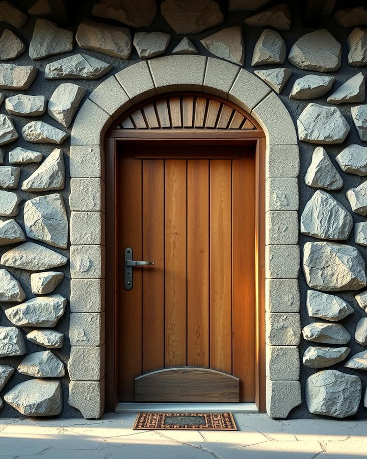 Rustic Front Door with Stone Frame - 25 Rustic Front Door Ideas