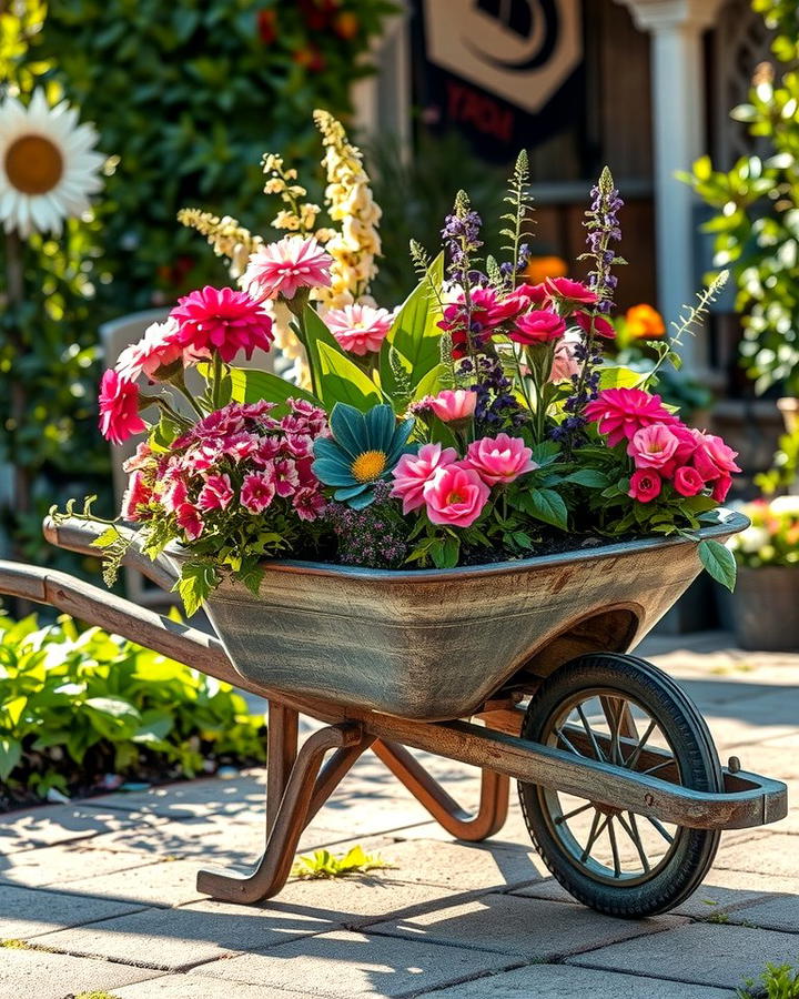 Rustic Garden Planter - 25 Old Wheelbarrow Ideas