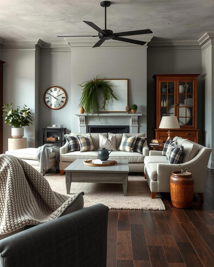 Rustic Grey Retreat - 30 Grey Living Room With Dark Wood Floors