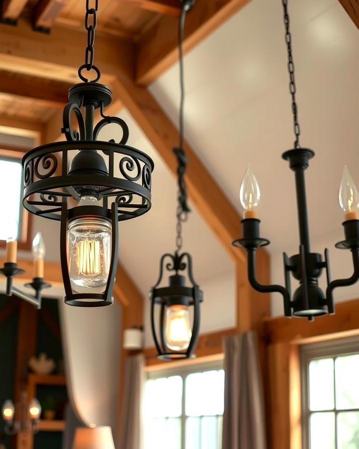 Rustic Lighting Fixtures for Ambiance - 25 Rustic Barndominium Interior Design Ideas