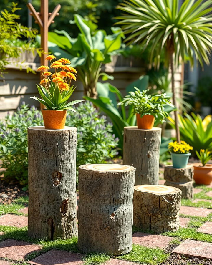 Rustic Log Plant Stands - 25 Outdoor Plant Stand Ideas