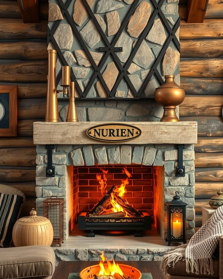 Rustic Metal Accents - 25 Rustic Fireplaces