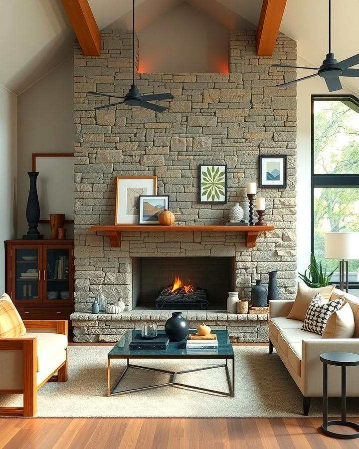 Rustic Modern Fusion - 25 Stacked Stone Fireplace Ideas