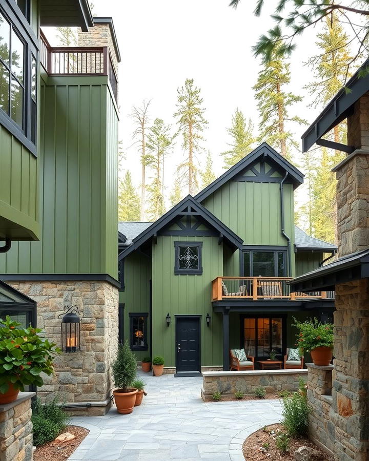 Rustic Mountain Retreat - 25 Sage Green House With Black Trim Ideas