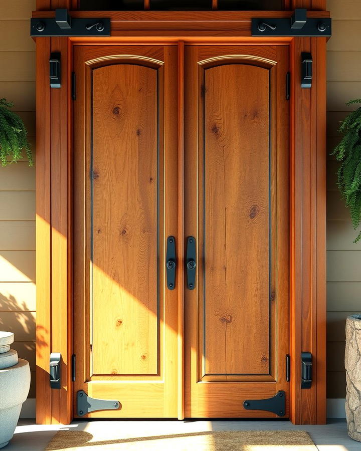 Rustic Oak Charm - 25 Stained Front Door Ideas