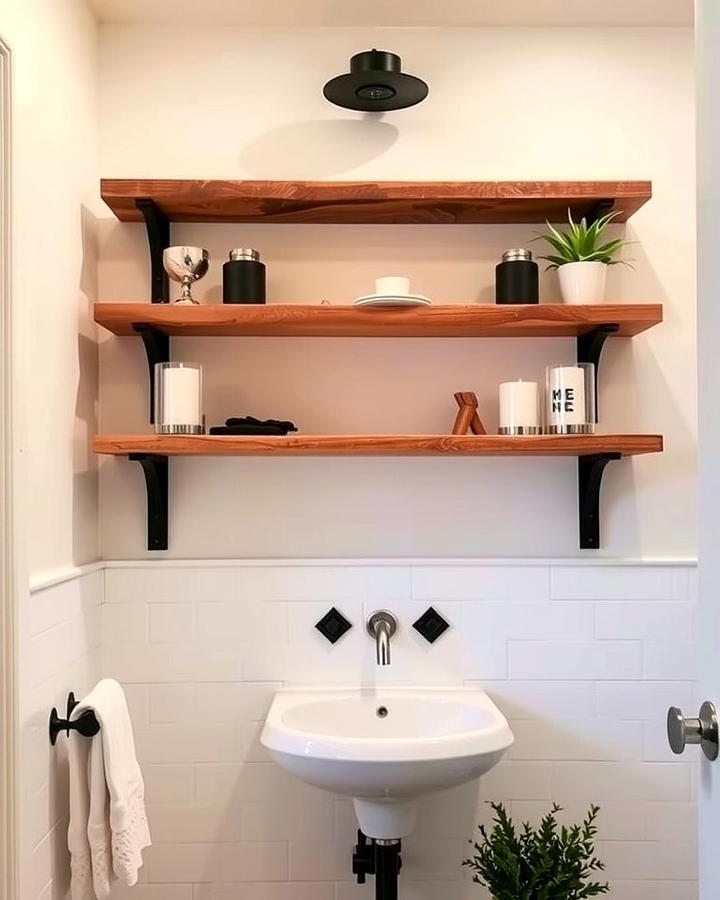 Rustic Open Shelving - 25 Rustic Bathroom Ideas