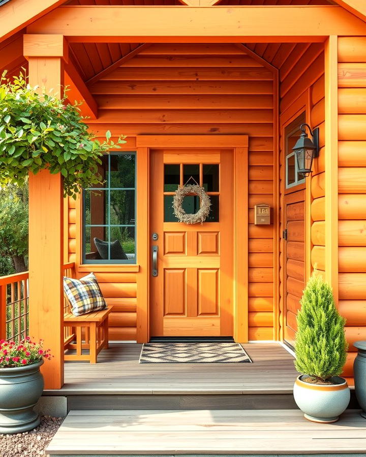 Rustic Orange with Wooden Elements - 25 Orange House Exterior Ideas