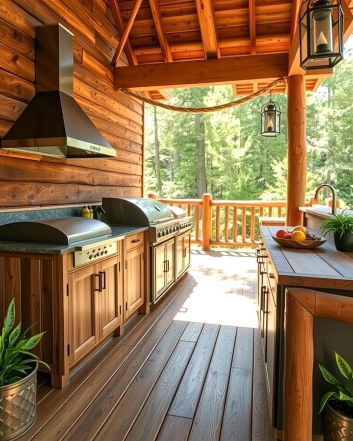 Rustic Outdoor Kitchen with Wooden Accents - 25 Outdoor Kitchen on Deck