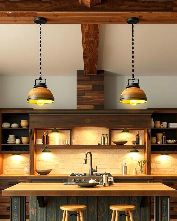 Rustic Pendant Lighting - 25 Rustic Kitchen Island Ideas