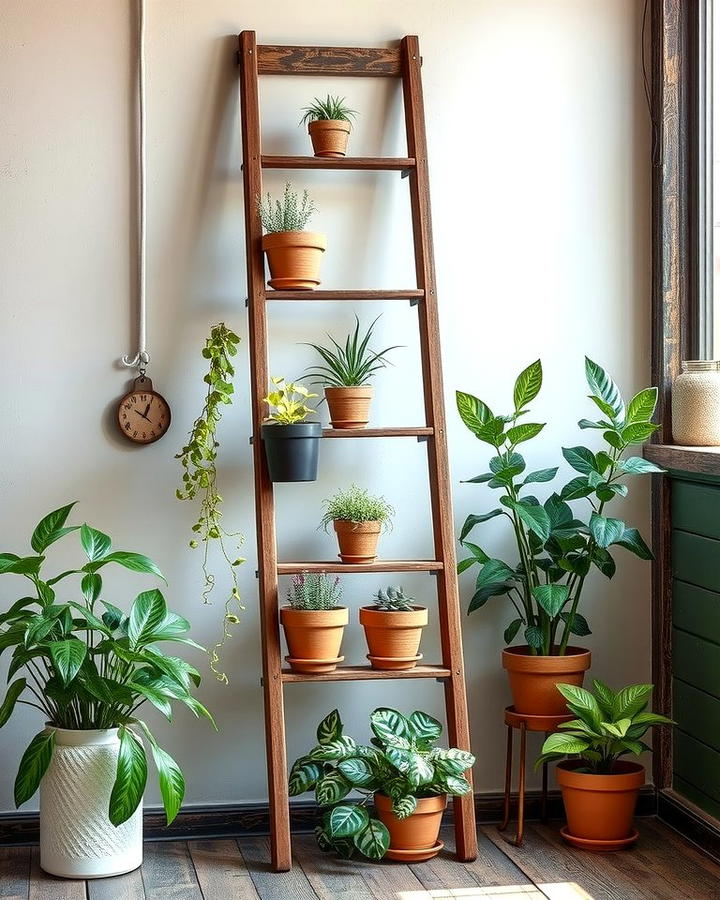 Rustic Plant Ladders - 25 Plant Room Ideas