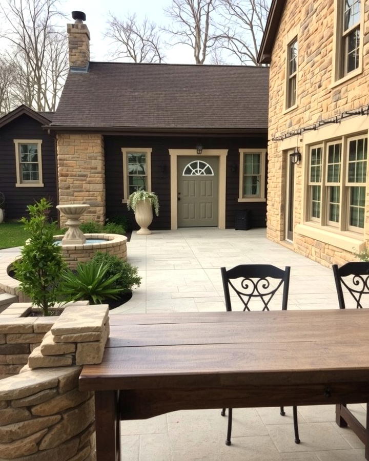 Rustic Raised Patio with Stone Accents - 25 Raised Concrete Patio Ideas