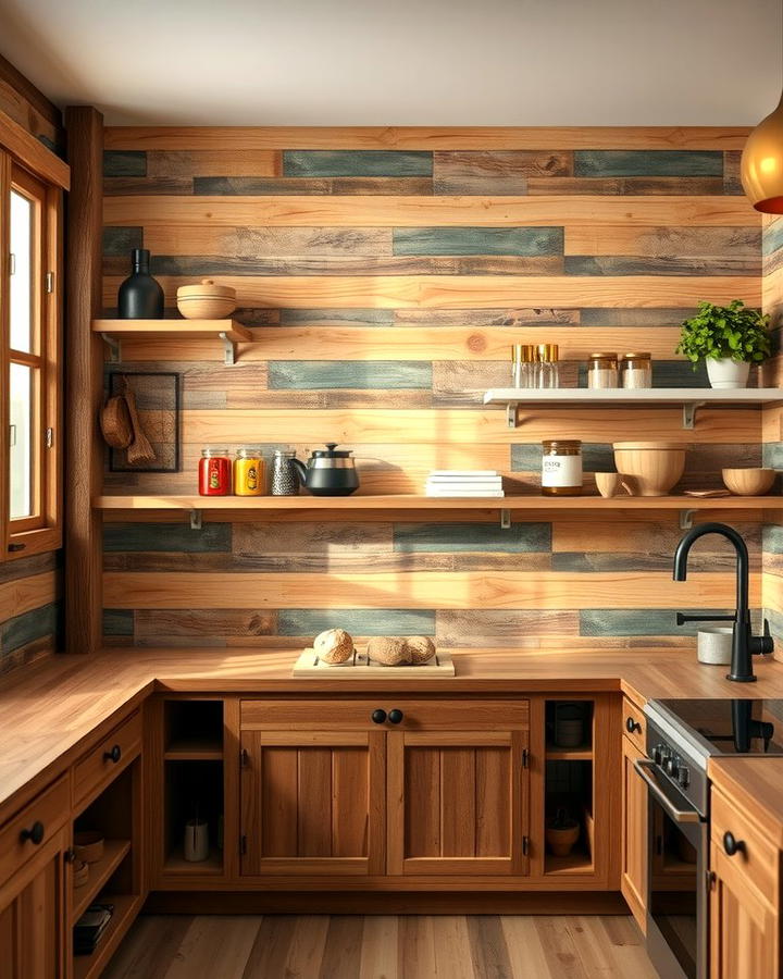Rustic Reclaimed Wood Shelves - 25 Open Shelving Kitchen Ideas