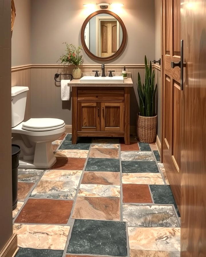 Rustic Slate Tiles - 25 Small Bathroom Flooring Ideas