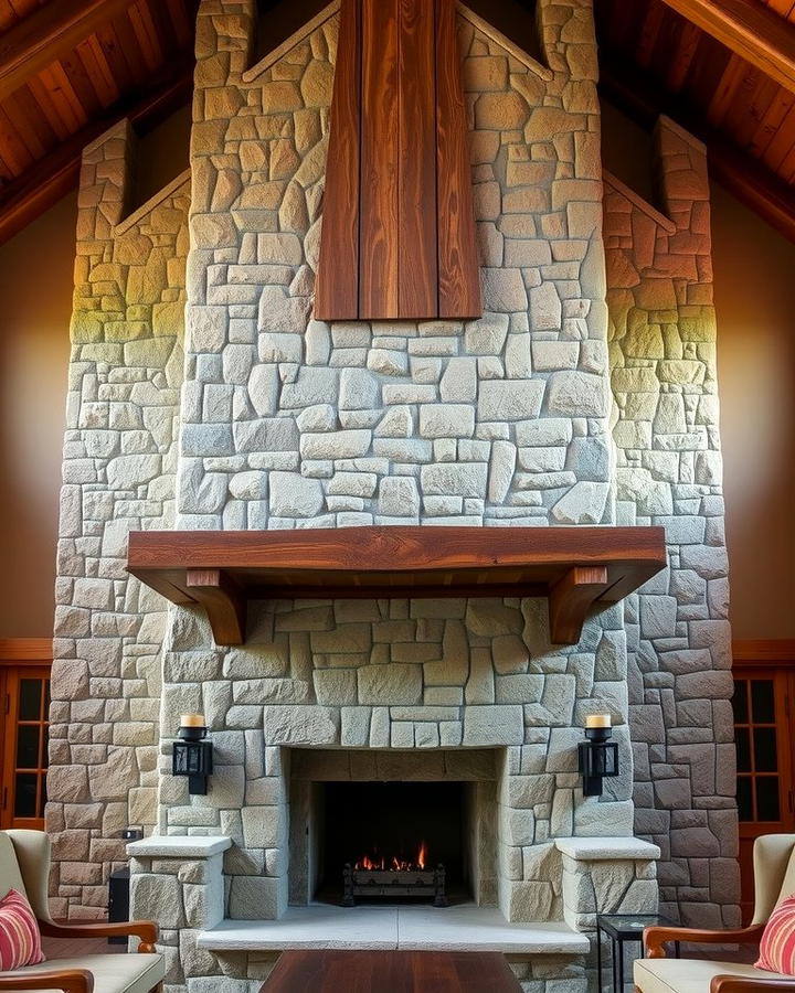 Rustic Stone Charm - 25 Two-story Fireplace Ideas