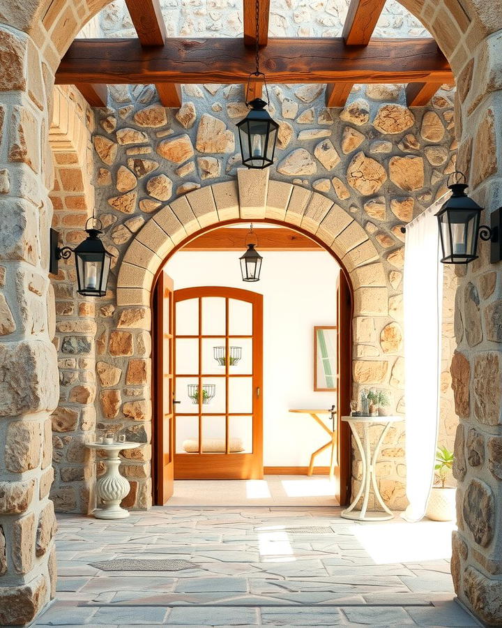 Rustic Stone Entrance - 25 Stone Porch Ideas