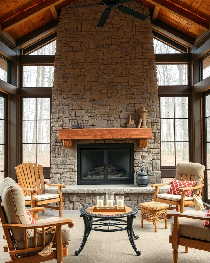 Rustic Stone Fireplace Charm 2 - 25 Screened-in Porch With Fireplace Ideas