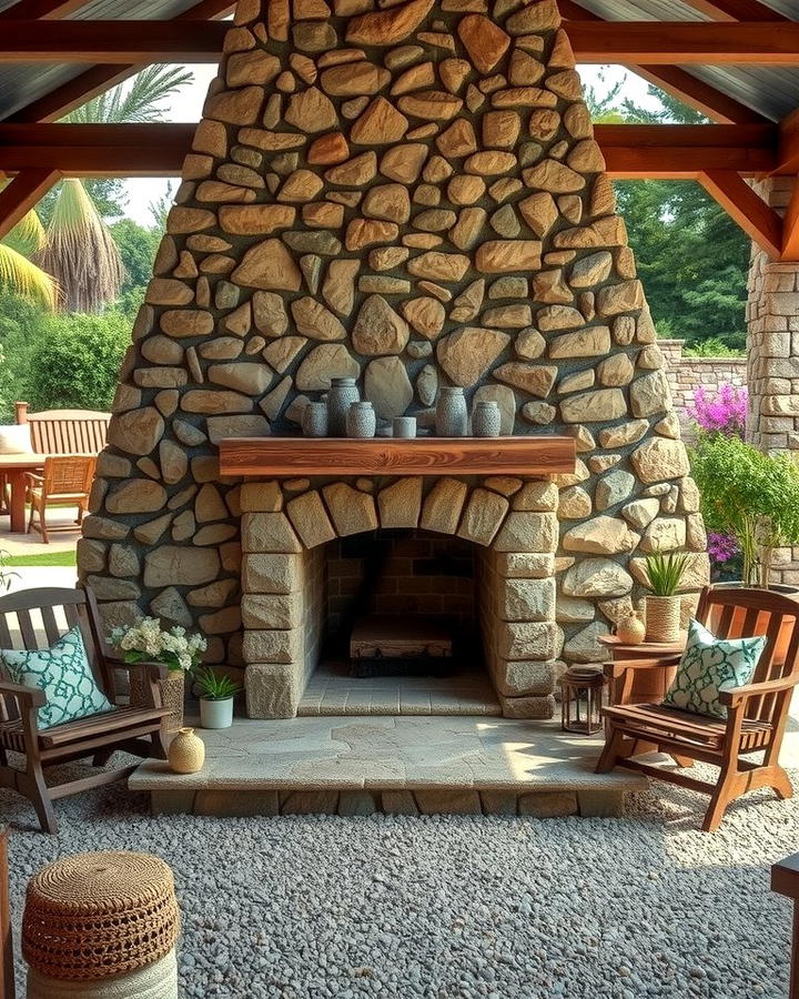 Rustic Stone Fireplace - 25 Outdoor Fireplace Ideas