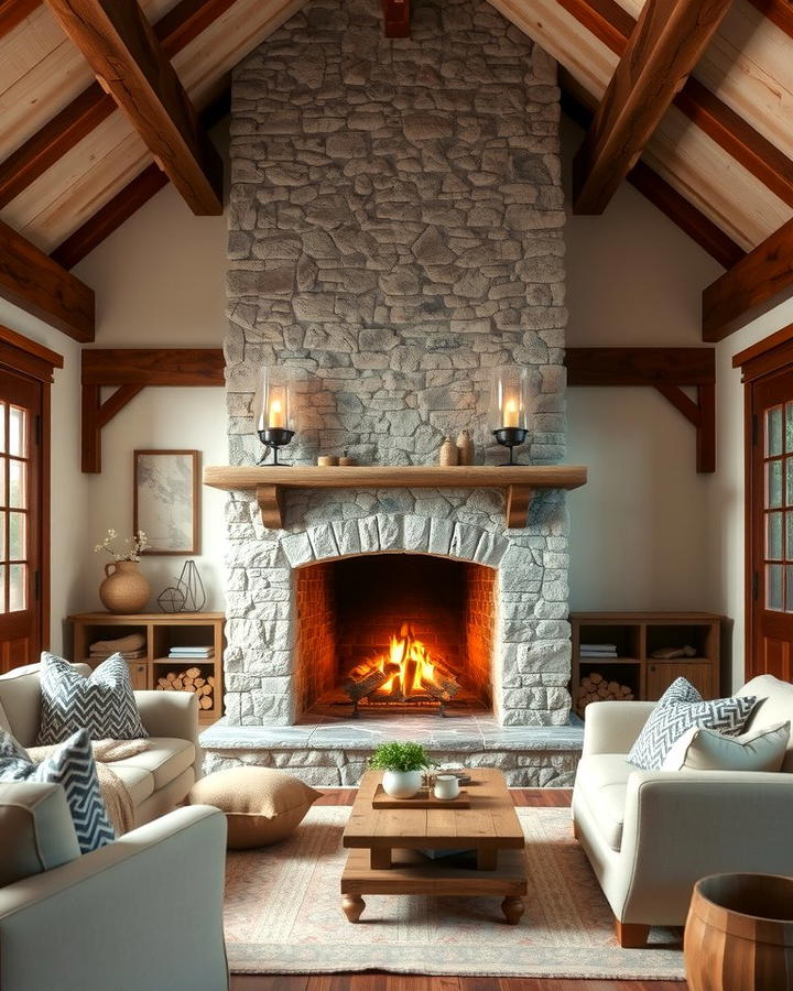 Rustic Stone Fireplaces for Natural Charm - 25 Small Living Room Fireplace Ideas