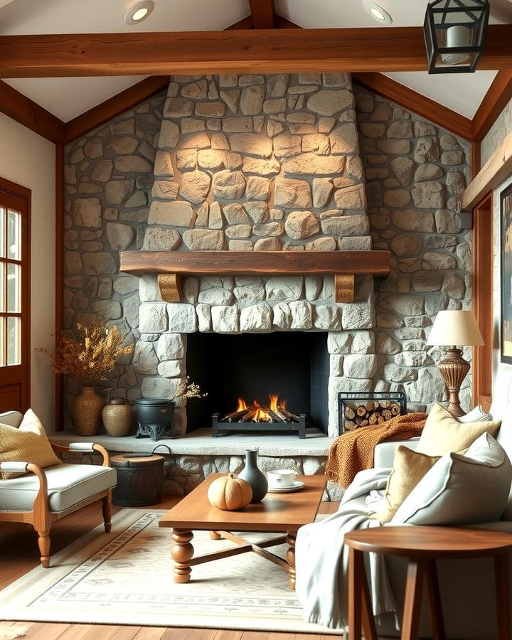 Rustic Stone Fireplaces for Natural Warmth - 25 Small Living Room Fireplace Ideas