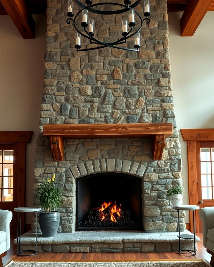 Rustic Stone Fireplaces - 25 Rustic Barndominium Interior Design Ideas