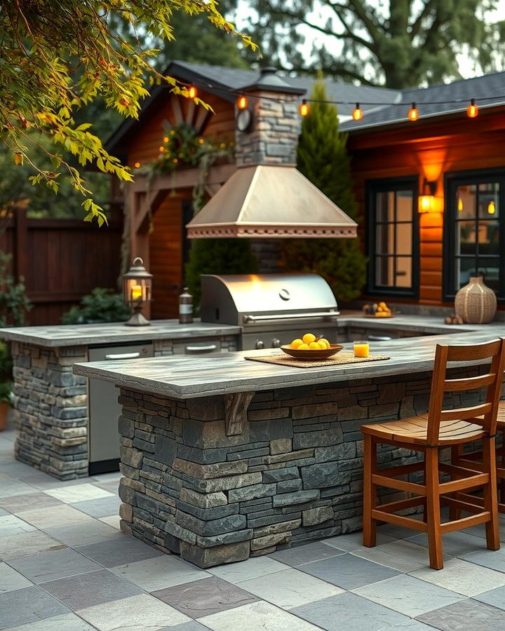 Rustic Stone Island - 25 Outdoor Kitchen Island Ideas