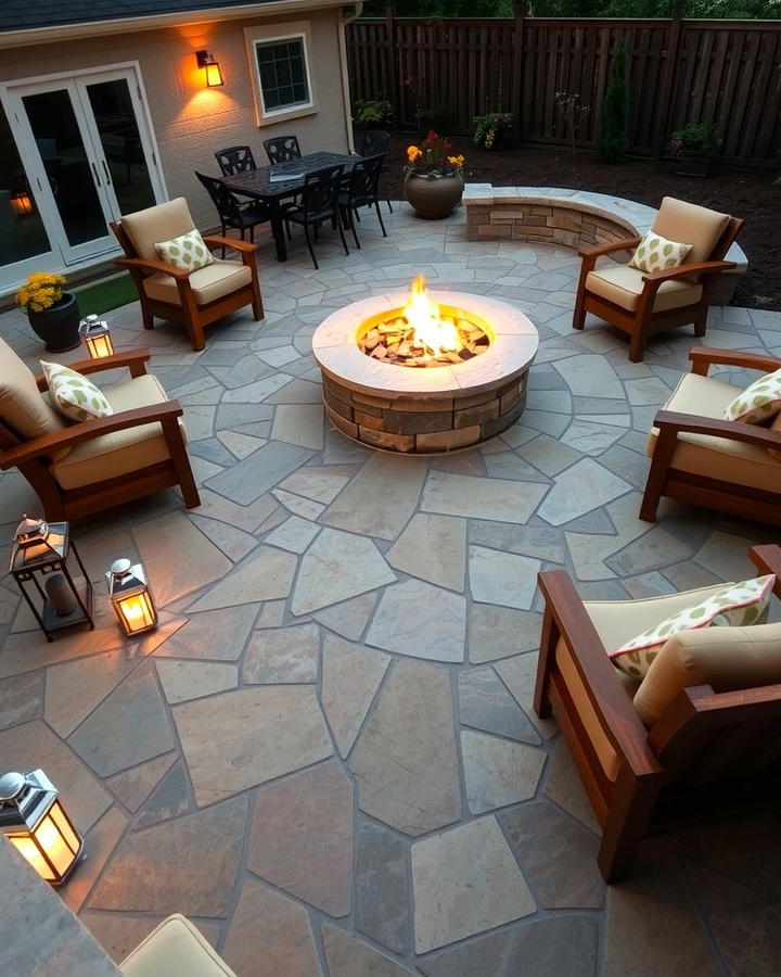 Rustic Stone Look Stamped Concrete Patio - 25 Stamped Concrete Patio With Fire Pit Ideas