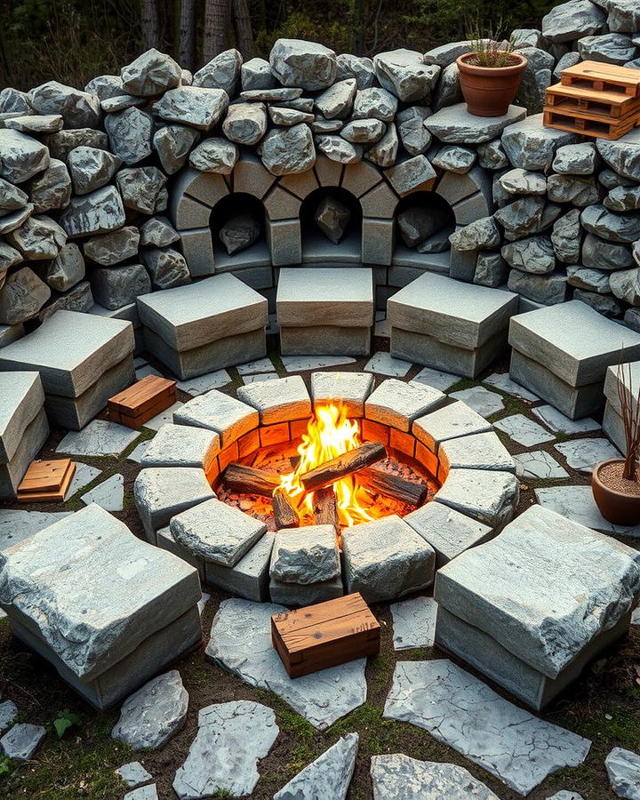 Rustic Stone Sunken Fire Pit - 25 Sunken Fire Pit Ideas