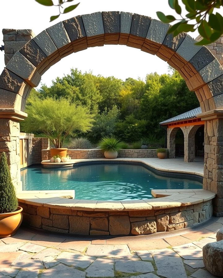 Rustic Stone Surround - 25 Semi Inground Pool Ideas