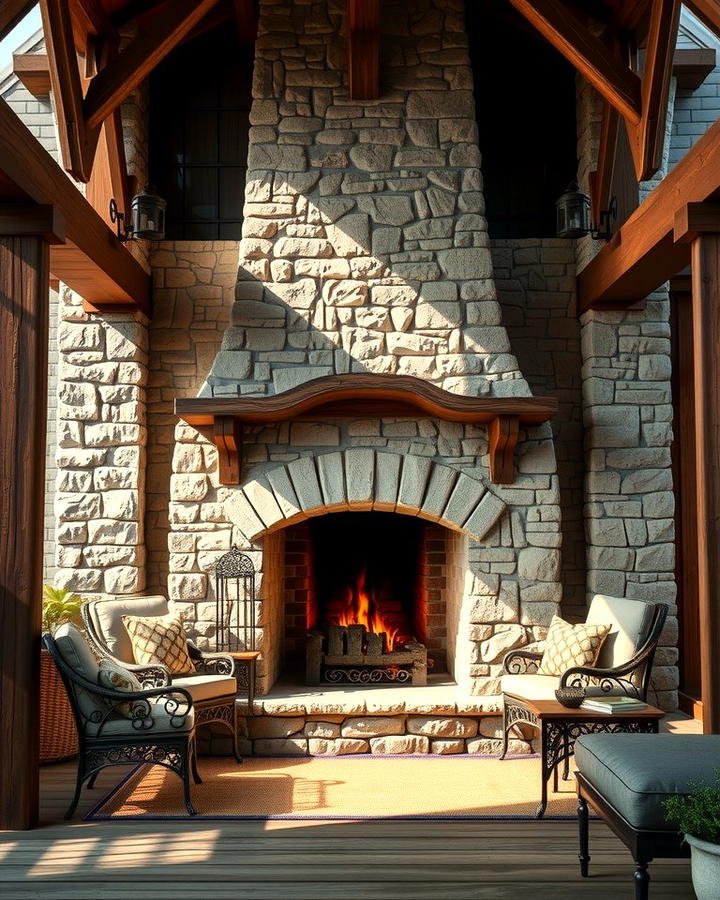 Rustic Stone Surrounds - 25 Porch Fireplace Ideas